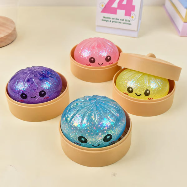 🔥🔥🔥Glitter Dumpling Squishy with Box, Soft Sensory Squeeze Toy for Stress Relief, Mystery Glitter Dumplings, Decompression Dough, Not Blind Box, You Can Choose Your Favorite Color Freely-JKL