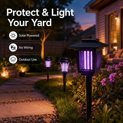 🔥Solar Mosquito Zapper Light – Outdoor Garden Stake Lamp, UV Insect Killer, Solar Powered, Dual Mode (Mosquito Control + Pathway Lighting), Weather Resistant, Easy Setup, Small & Large Round + Square Options🎁-JKL