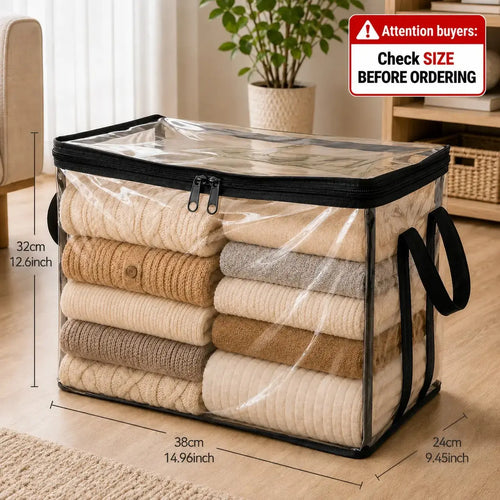 🔥🔥🔥Large Clear Thick Plastic Storage Box with Hinged Lid, Heavy-Duty Durable High-Capacity Organizer for Home, Moving, Attic-JKL