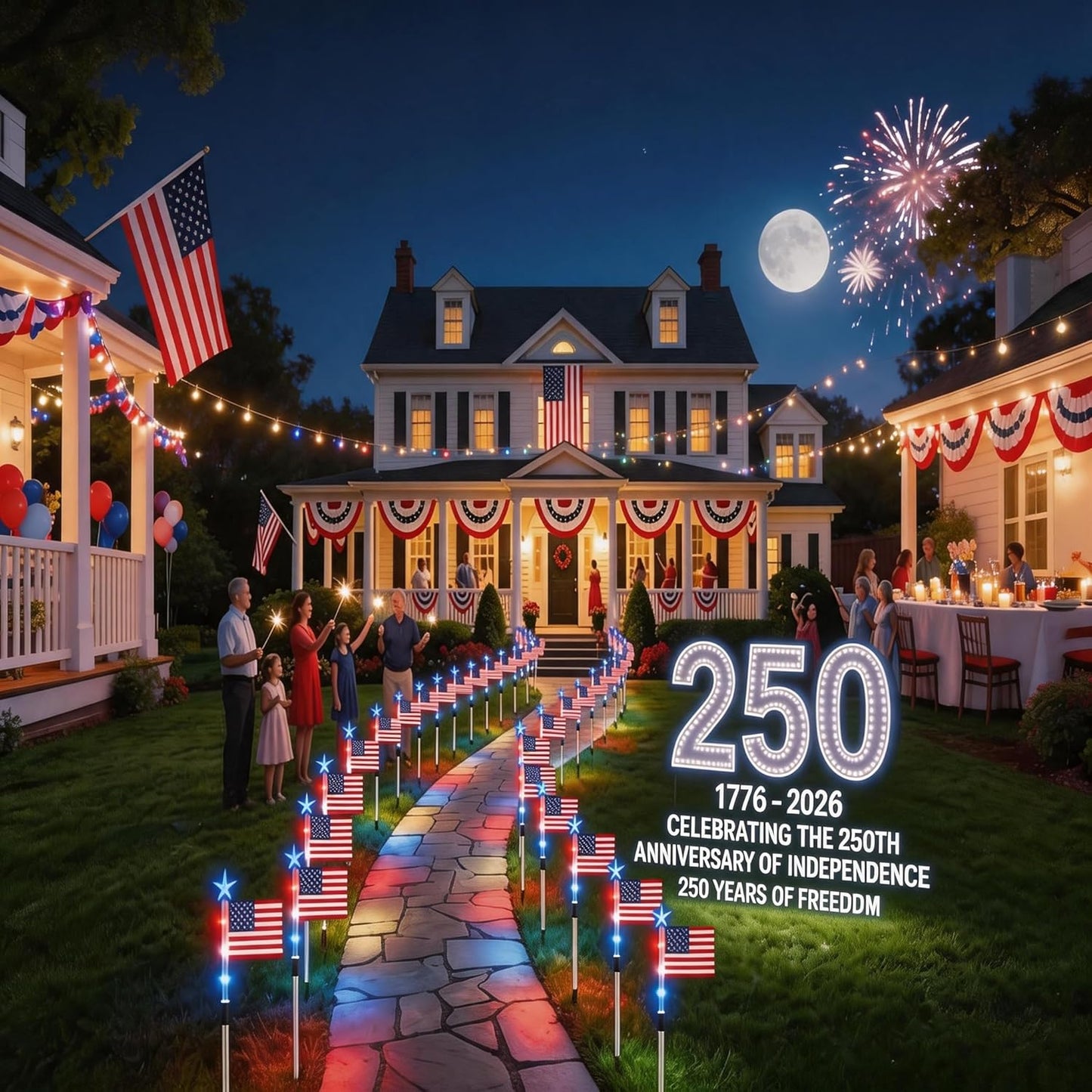 🔥🔥🔥UMEUC 8 Pack Solar American Flag Lights Outdoor,American Flag Pathway Lights, Solar Flag Lights, Auto On/Off 8Modes IP65 Waterproof, 4th of July Decorations Outdoor for Yard Garden Memorial Day 250Th-JKL
