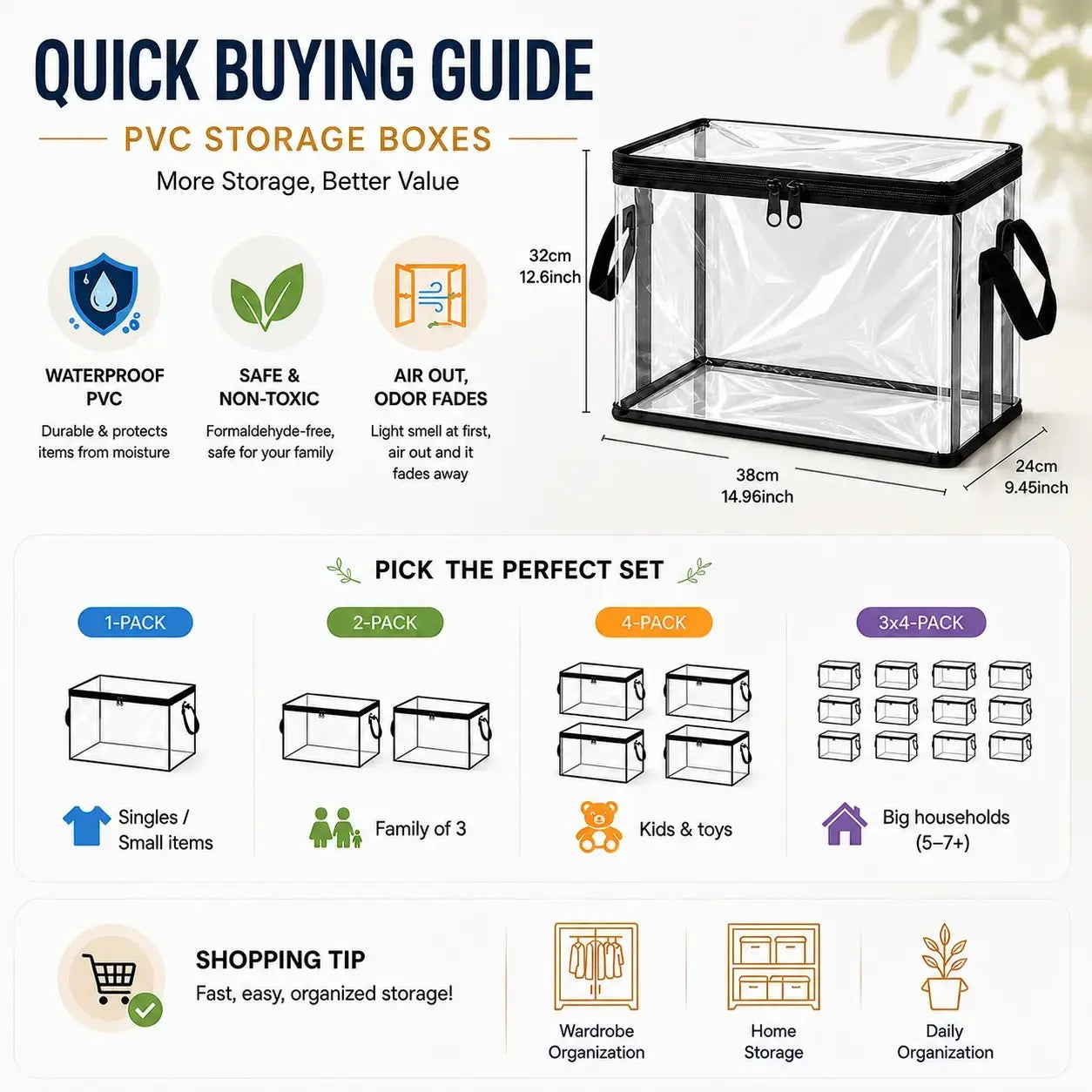 🔥🔥🔥Large Clear Thick Plastic Storage Box with Hinged Lid, Heavy-Duty Durable High-Capacity Organizer for Home, Moving, Attic-JKL