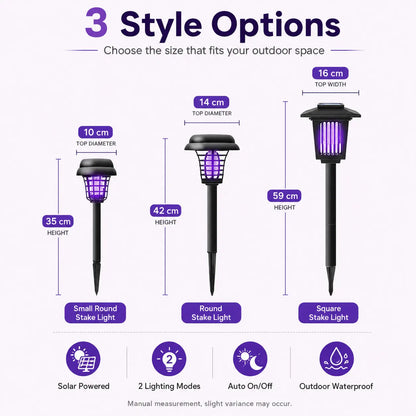 🔥Solar Mosquito Zapper Light – Outdoor Garden Stake Lamp, UV Insect Killer, Solar Powered, Dual Mode (Mosquito Control + Pathway Lighting), Weather Resistant, Easy Setup, Small & Large Round + Square Options🎁-JKL