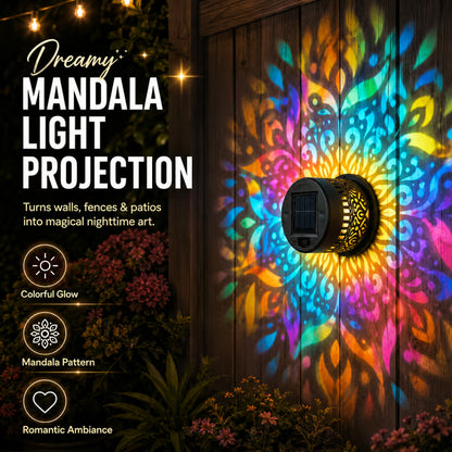 🔥🔥🔥Color-Changing Solar Mandala Projection Wall Light, Decorative Solar Mandala Light, Outdoor Waterproof Metal Fence Light, for Decorating Courtyards, Gardens, Pillars, Patios, and Backyards-JKL