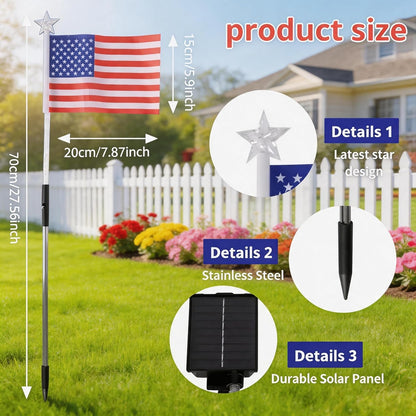 🔥🔥🔥UMEUC 8 Pack Solar American Flag Lights Outdoor,American Flag Pathway Lights, Solar Flag Lights, Auto On/Off 8Modes IP65 Waterproof, 4th of July Decorations Outdoor for Yard Garden Memorial Day 250Th-JKL
