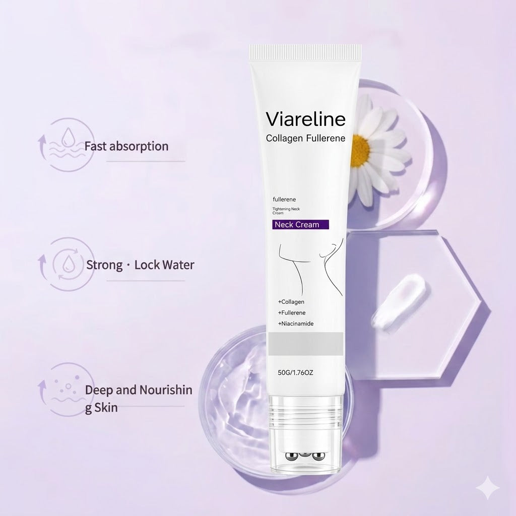 Roller Massage Neck Cream 🧴 Collagen & Hyaluronic Acid | Firms Neck, Reduces Wrinkles & Double Chin-JKL