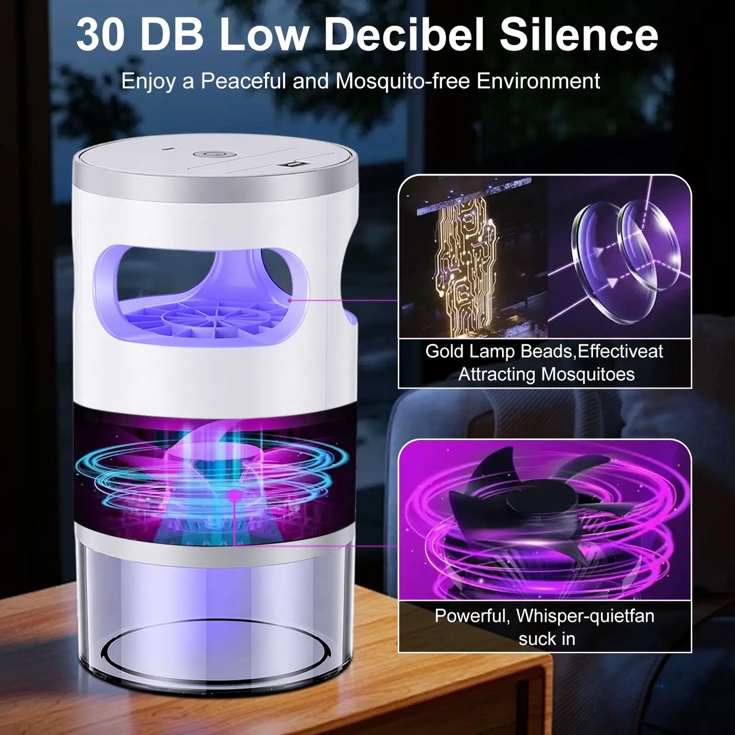 🔥Indoor Insect Trap with Light and Suction Non Zapper Flying Bug Catcher for Mosquitoes Fruit Flies Gnats and Moths for Home Use🎁-JKL