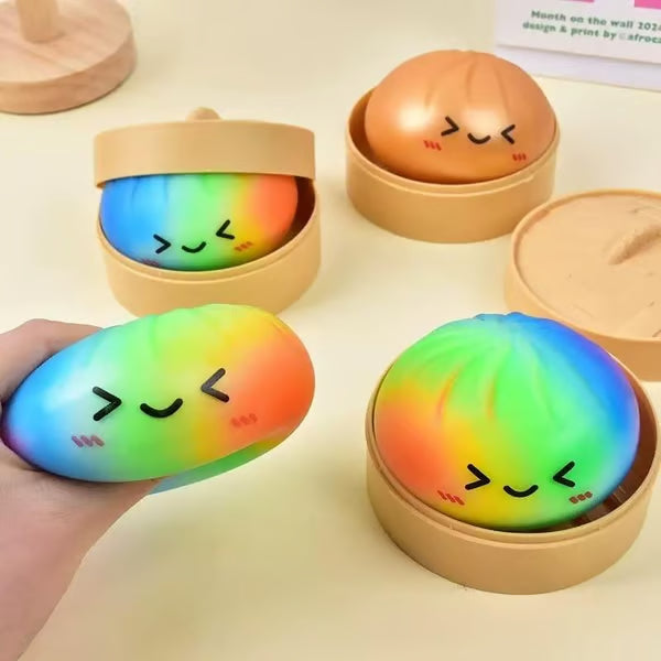 🔥🔥🔥Glitter Dumpling Squishy with Box, Soft Sensory Squeeze Toy for Stress Relief, Mystery Glitter Dumplings, Decompression Dough, Not Blind Box, You Can Choose Your Favorite Color Freely-JKL