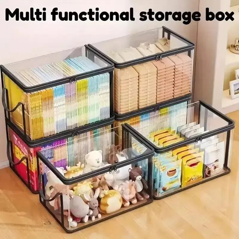 🔥🔥🔥Large Clear Thick Plastic Storage Box with Hinged Lid, Heavy-Duty Durable High-Capacity Organizer for Home, Moving, Attic-JKL