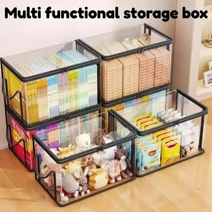 🔥🔥🔥Large Clear Thick Plastic Storage Box with Hinged Lid, Heavy-Duty Durable High-Capacity Organizer for Home, Moving, Attic-JKL