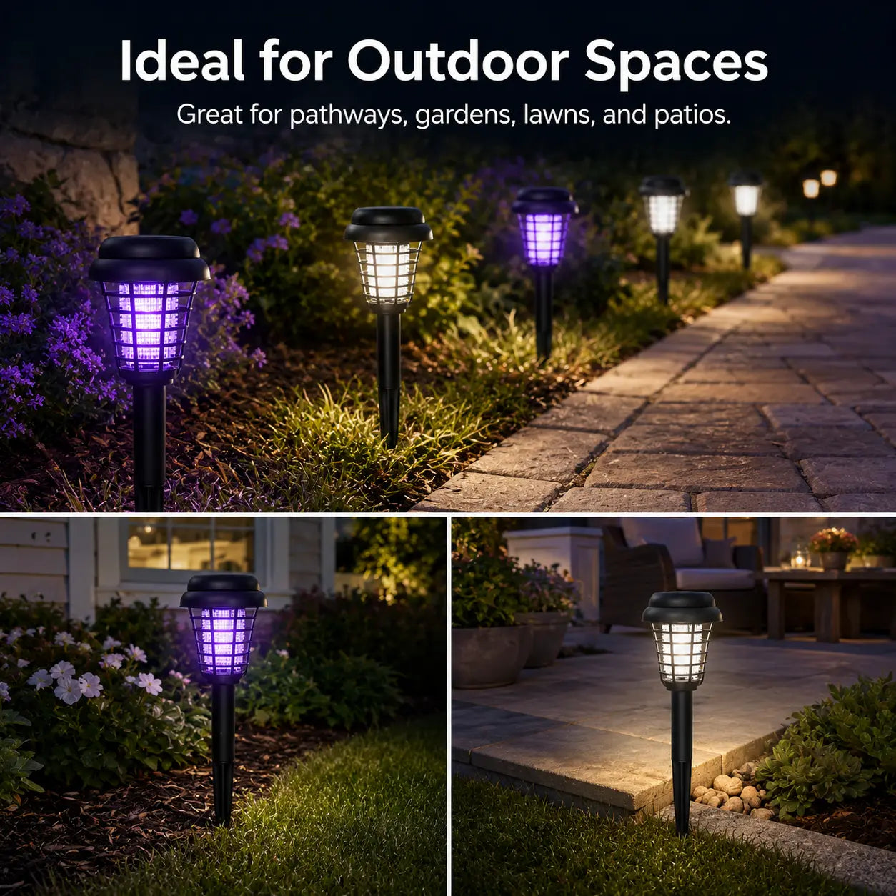 🔥Solar Mosquito Zapper Light – Outdoor Garden Stake Lamp, UV Insect Killer, Solar Powered, Dual Mode (Mosquito Control + Pathway Lighting), Weather Resistant, Easy Setup, Small & Large Round + Square Options🎁-JKL
