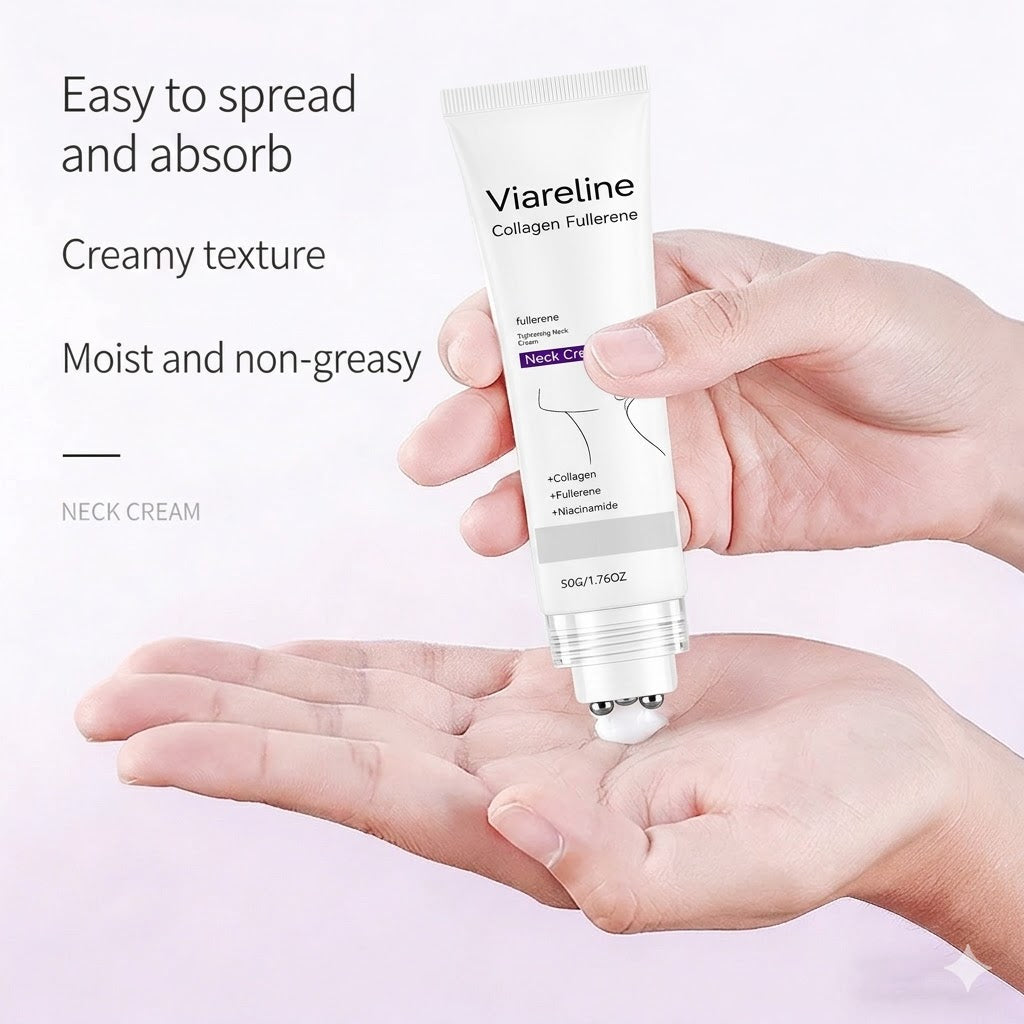 Roller Massage Neck Cream 🧴 Collagen & Hyaluronic Acid | Firms Neck, Reduces Wrinkles & Double Chin-JKL