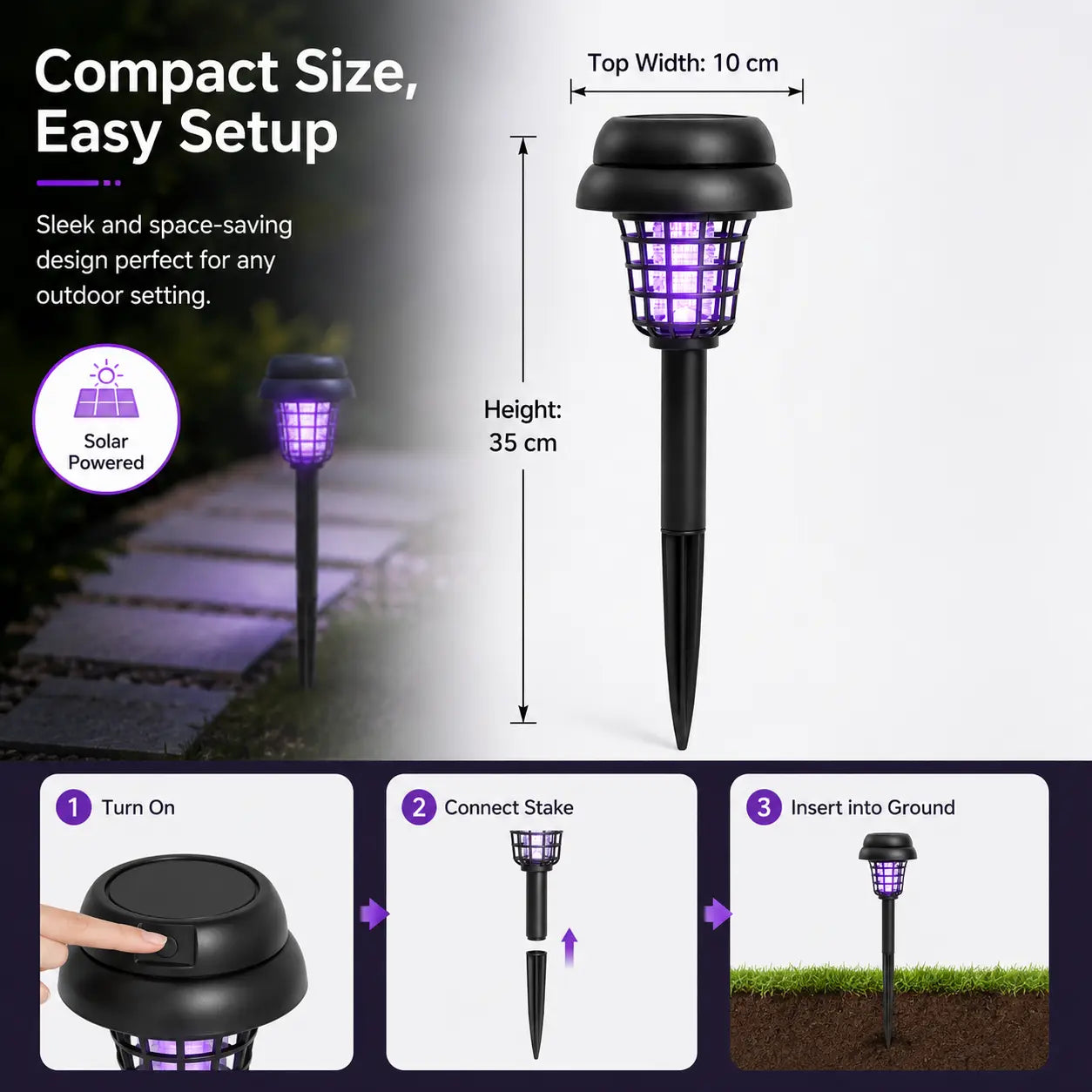 🔥Solar Mosquito Zapper Light – Outdoor Garden Stake Lamp, UV Insect Killer, Solar Powered, Dual Mode (Mosquito Control + Pathway Lighting), Weather Resistant, Easy Setup, Small & Large Round + Square Options🎁-JKL