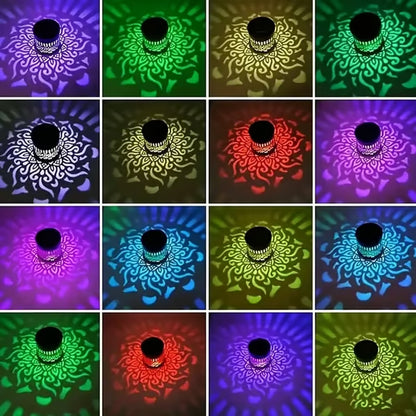 🔥🔥🔥Color-Changing Solar Mandala Projection Wall Light, Decorative Solar Mandala Light, Outdoor Waterproof Metal Fence Light, for Decorating Courtyards, Gardens, Pillars, Patios, and Backyards-JKL