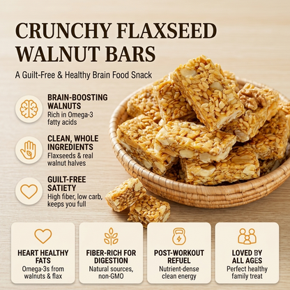 ✨ Guilt-Free Flaxseed Walnut Brittle 🧠 Low-Carb Brain Food | Vegan & Fiber-Rich Healthy Snack Bars -BP