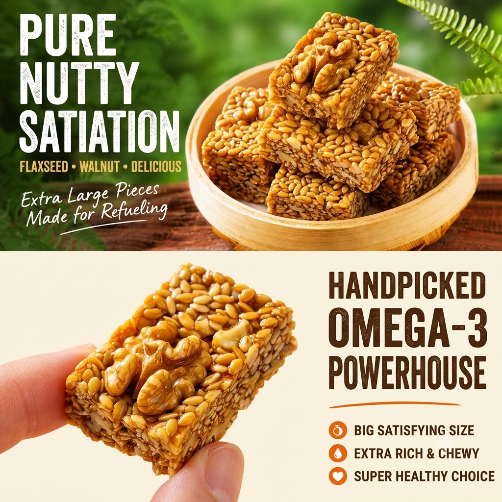 ✨ Guilt-Free Flaxseed Walnut Brittle 🧠 Low-Carb Brain Food | Vegan & Fiber-Rich Healthy Snack Bars -BP
