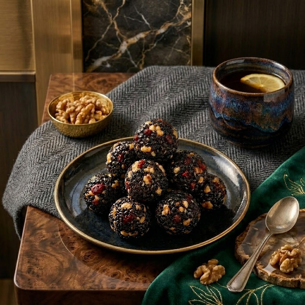 💎 Black Sesame Balls with Red Dates & Goji Berries | No Added Sugar or Oil | Individually Wrapped-EQ
