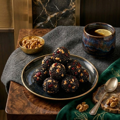 💎 Black Sesame Balls with Red Dates & Goji Berries | No Added Sugar or Oil | Individually Wrapped-EQ