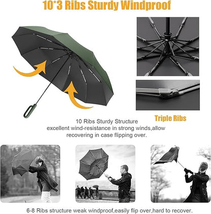🔥🔥🔥☔Portable Automatic Folding Umbrella-Windproof Waterproof with Loop Buckle  -&H