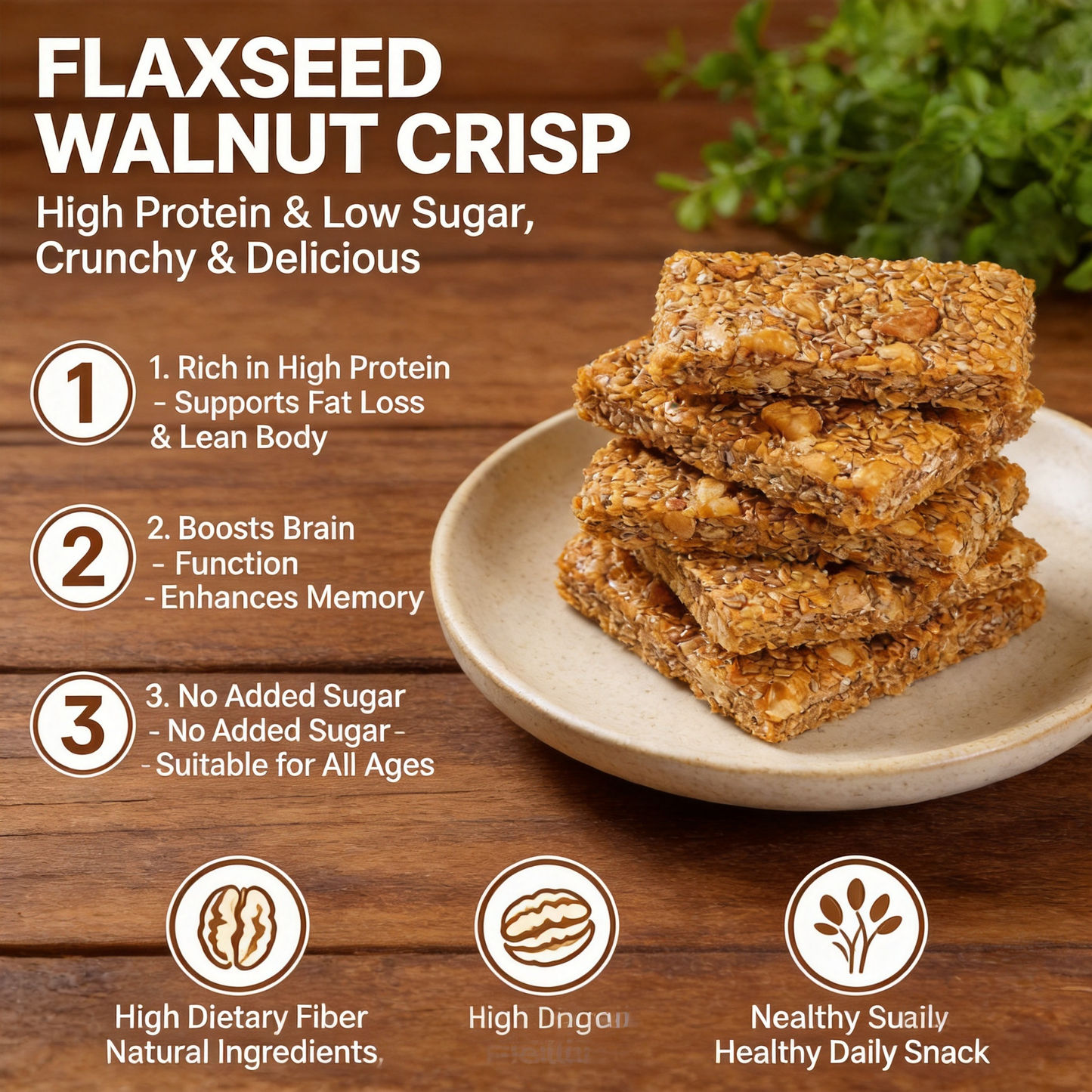 Crunchy & Tasty! 😋Flaxseed Walnut Crisps Loaded with Natural Protein & Nutrients❤️‍🔥-BP